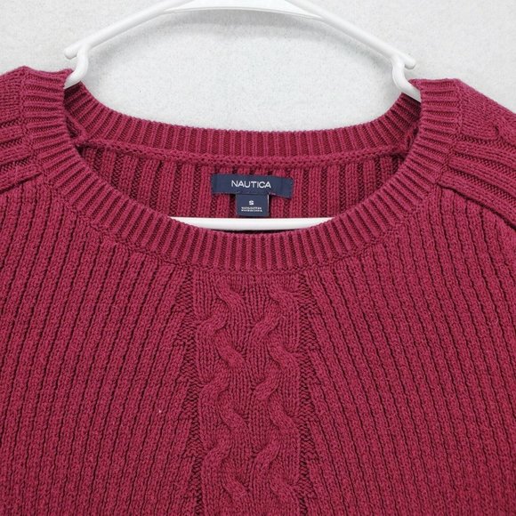 NAUTICA Sweater Women's Long Sleeve Round Neck Tight Knit Red Small - Picture 7 of 12